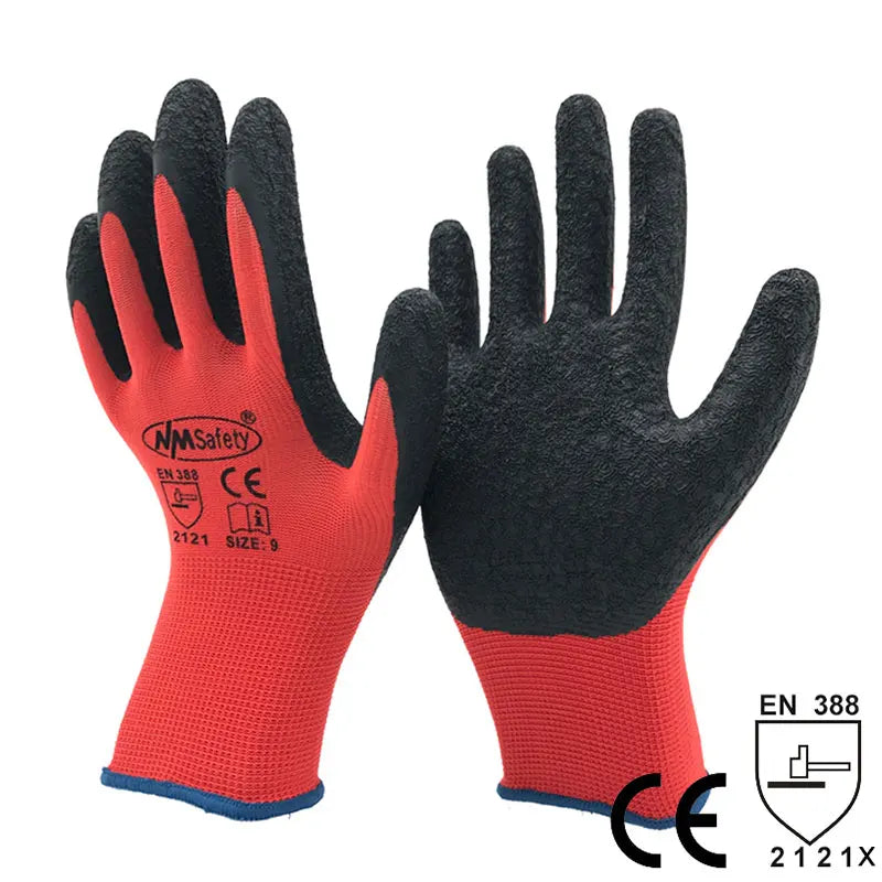 12 Pares de Guantes de látex para trabajo de seguridad para hombres o mujeres, guantes de poliéster