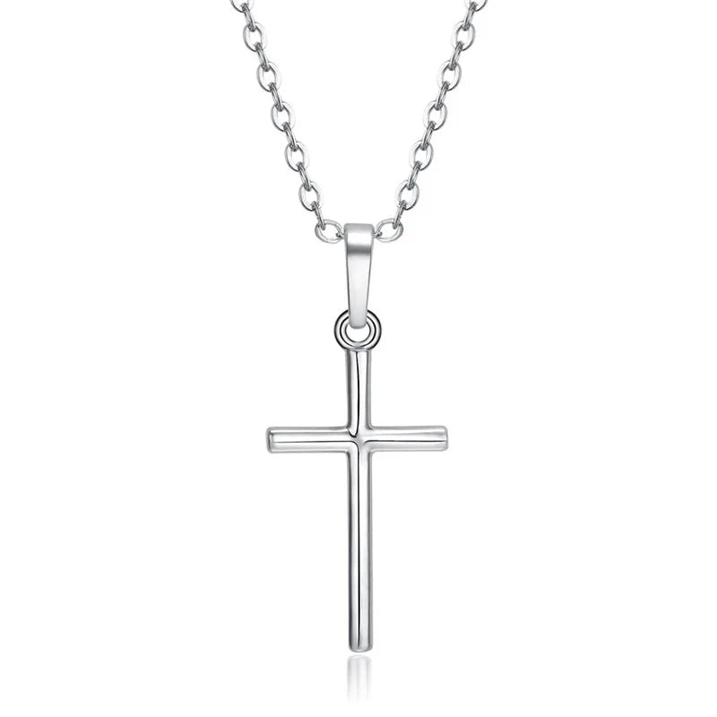 Jesus Cross Pendant for Men Women Gold Color Crystal Necklace