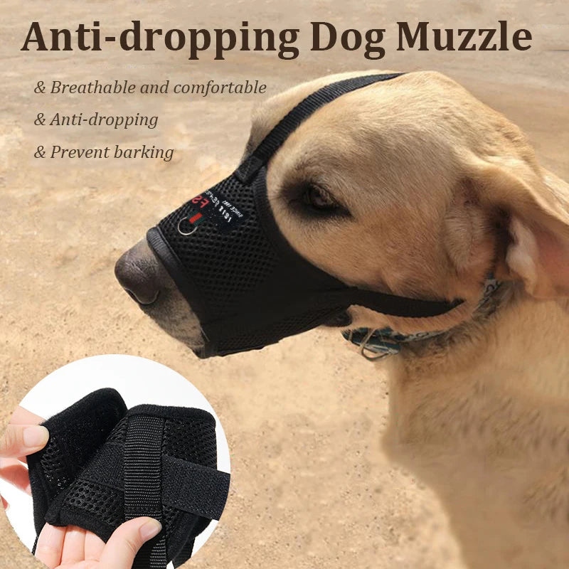 KOMMILIEF Adjustable Anti-fall Dog Muzzle, Breathable Mouth Cover for Dogs 