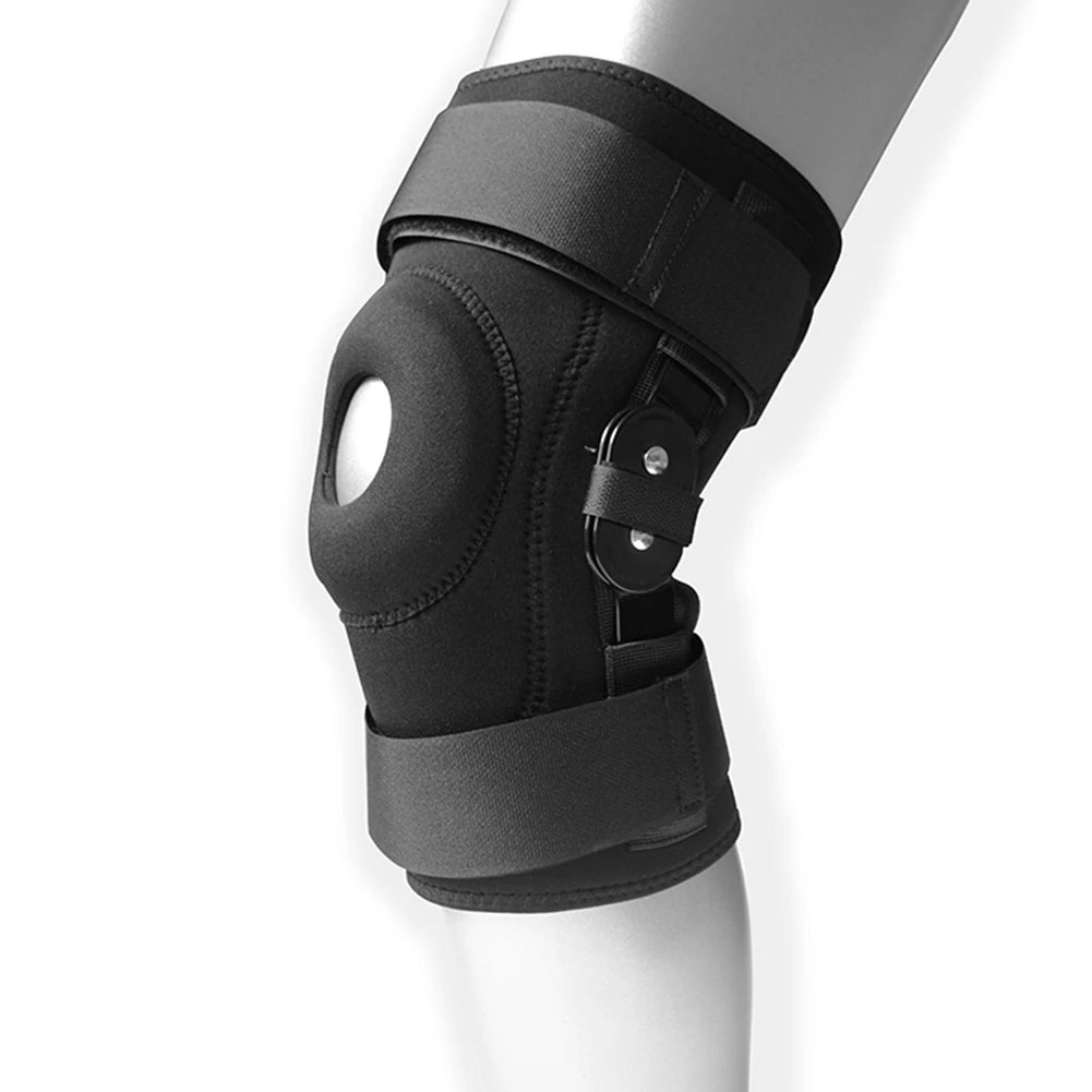 Hinged Knee Brace Lateral Patella Stabilizer Support with Strap, Alm 