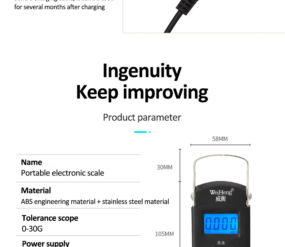 USB Charging Electronic Digital Scale Hanging Hook Weight Scale 