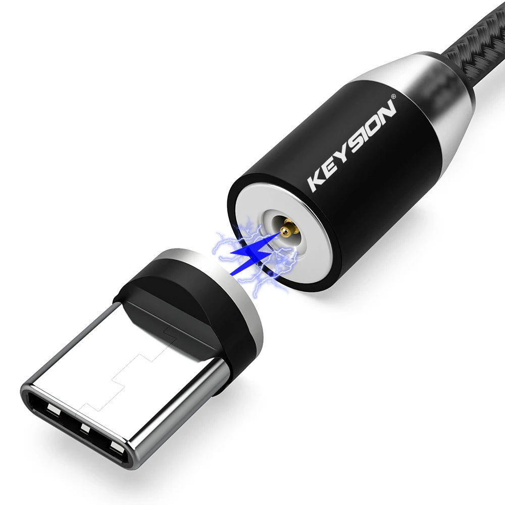 KEYSION-Cable USB magnético LED de carga rápida tipo C, cargador magnético de datos, Cable Micro USB, Cable USB para teléfono móvil