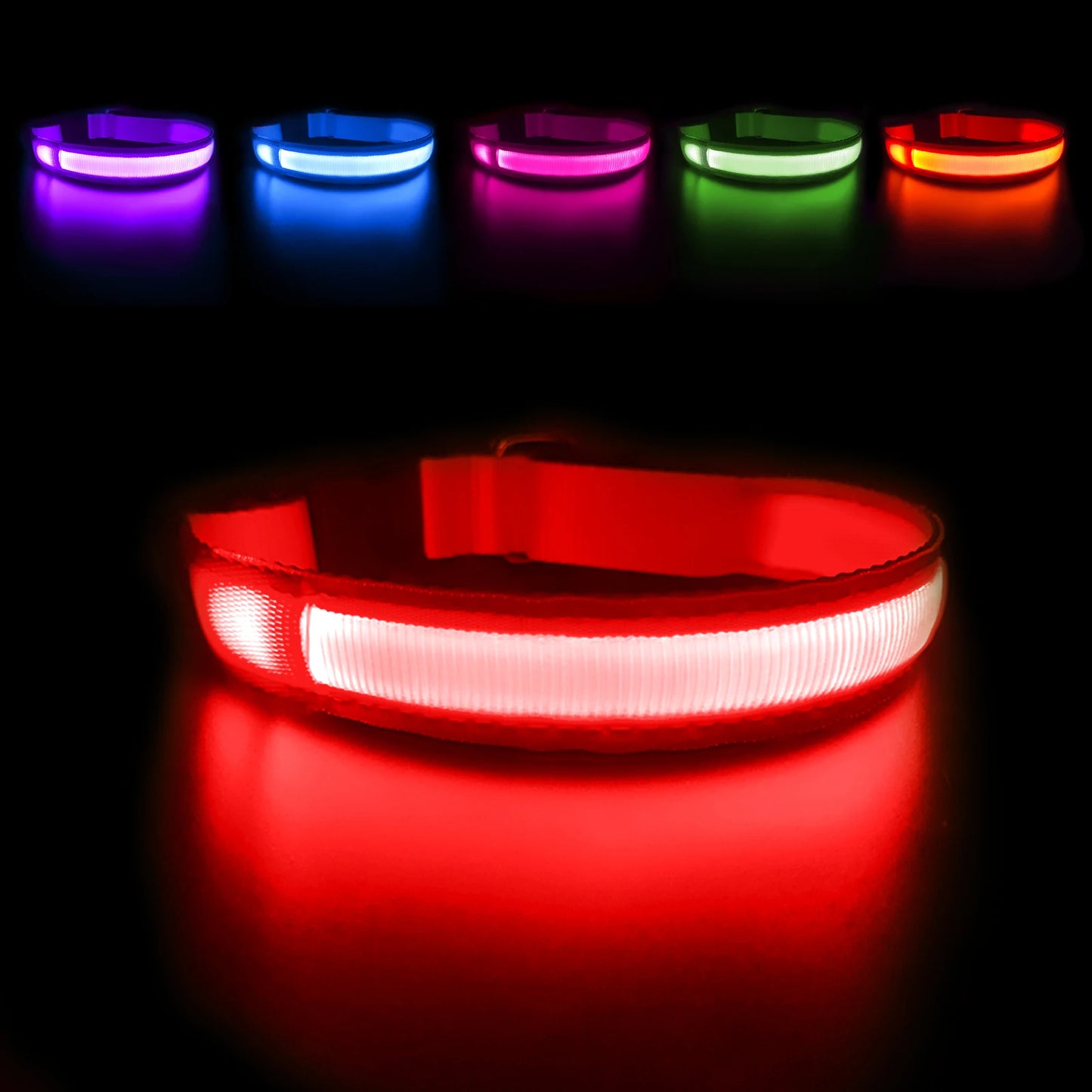 MASBRILL Dog Collar Adjustable Tactical Dogs Collars Pet Luminous Flashing Collar