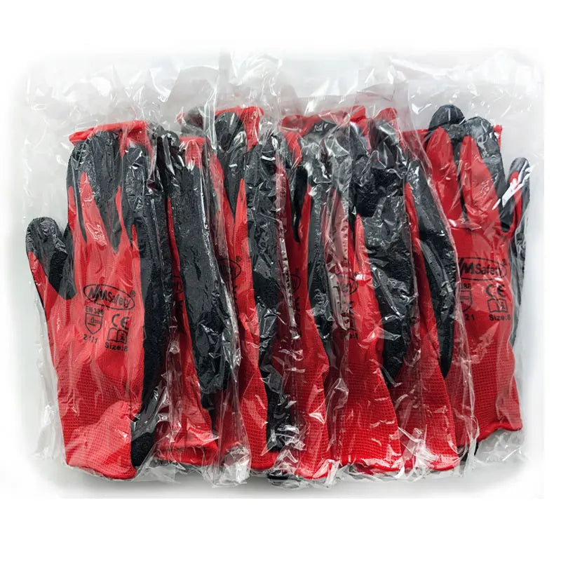 12 Pares de Guantes de látex para trabajo de seguridad para hombres o mujeres, guantes de poliéster