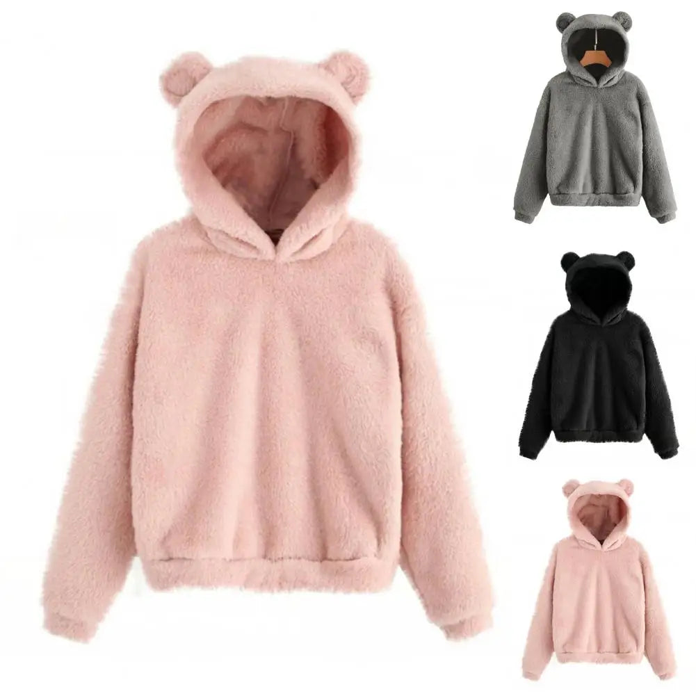 Women's Long Sleeve Rabbit Ears Hoodie Sweatshirt 