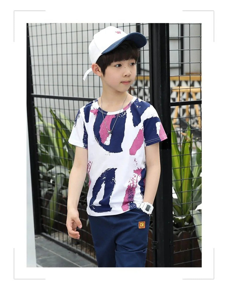 Boys Summer Clothing Set Short Sleeve Shirt and Shorts 