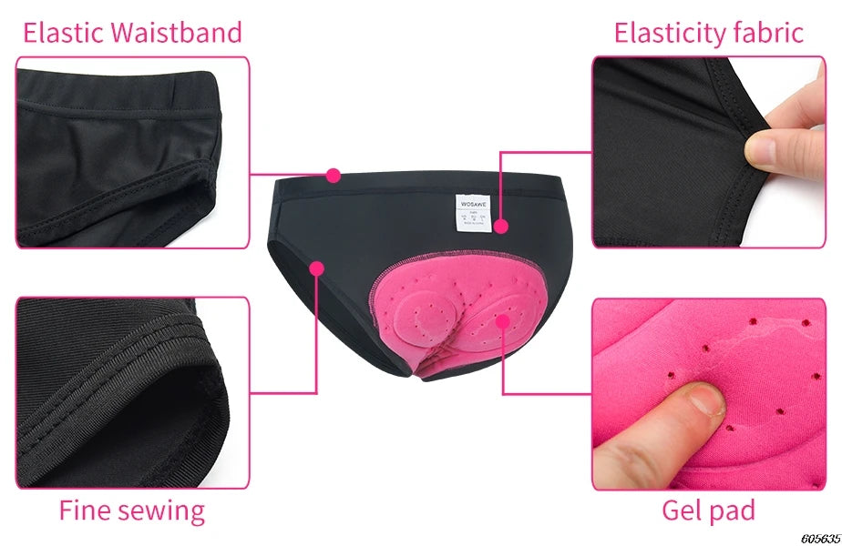 WOSAWE-pantalones cortos de ciclismo para mujer, ropa interior transpirable con