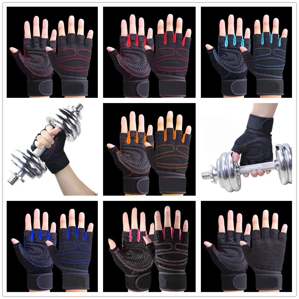 Guantes de medio dedo antideslizantes para hombre y mujer, manoplas transpirable