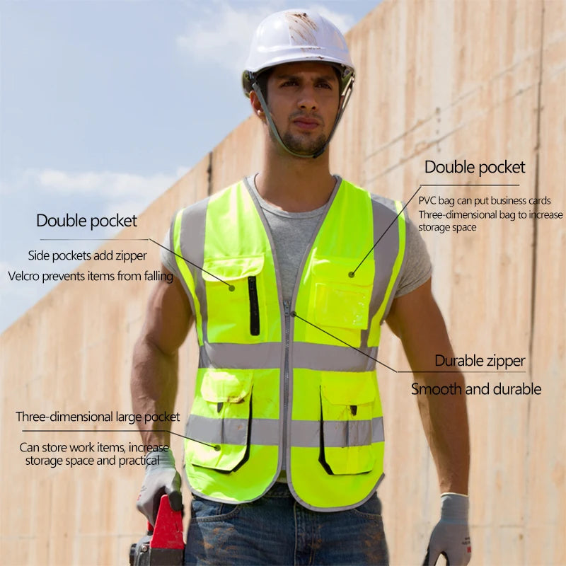 SFVest-Chaleco de seguridad reflectante de alta visibilidad para hombre, ropa de