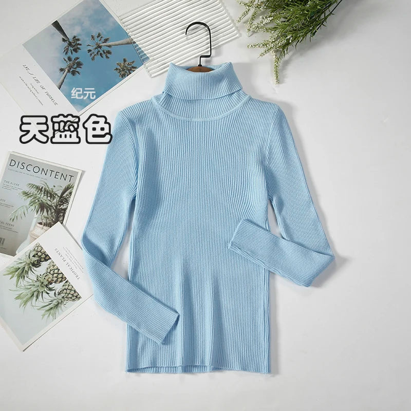 Bornladies Women Turtleneck Basic Sweaters Slim Tops Sweater 