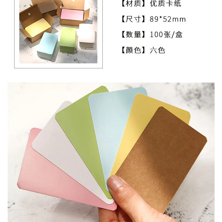 Caja de tarjetas de Papel Kraft de color blanco, tarjetas de visita, mensaje de