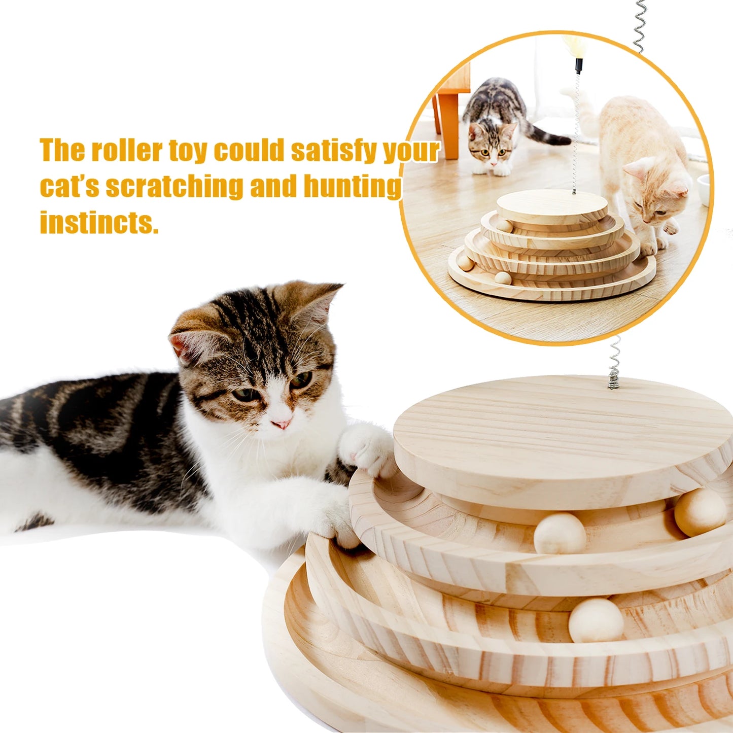 Deluxe Cat Tree Tower with Cabinet, Wooden Adjustable Height, Verti from Floor to Ceiling