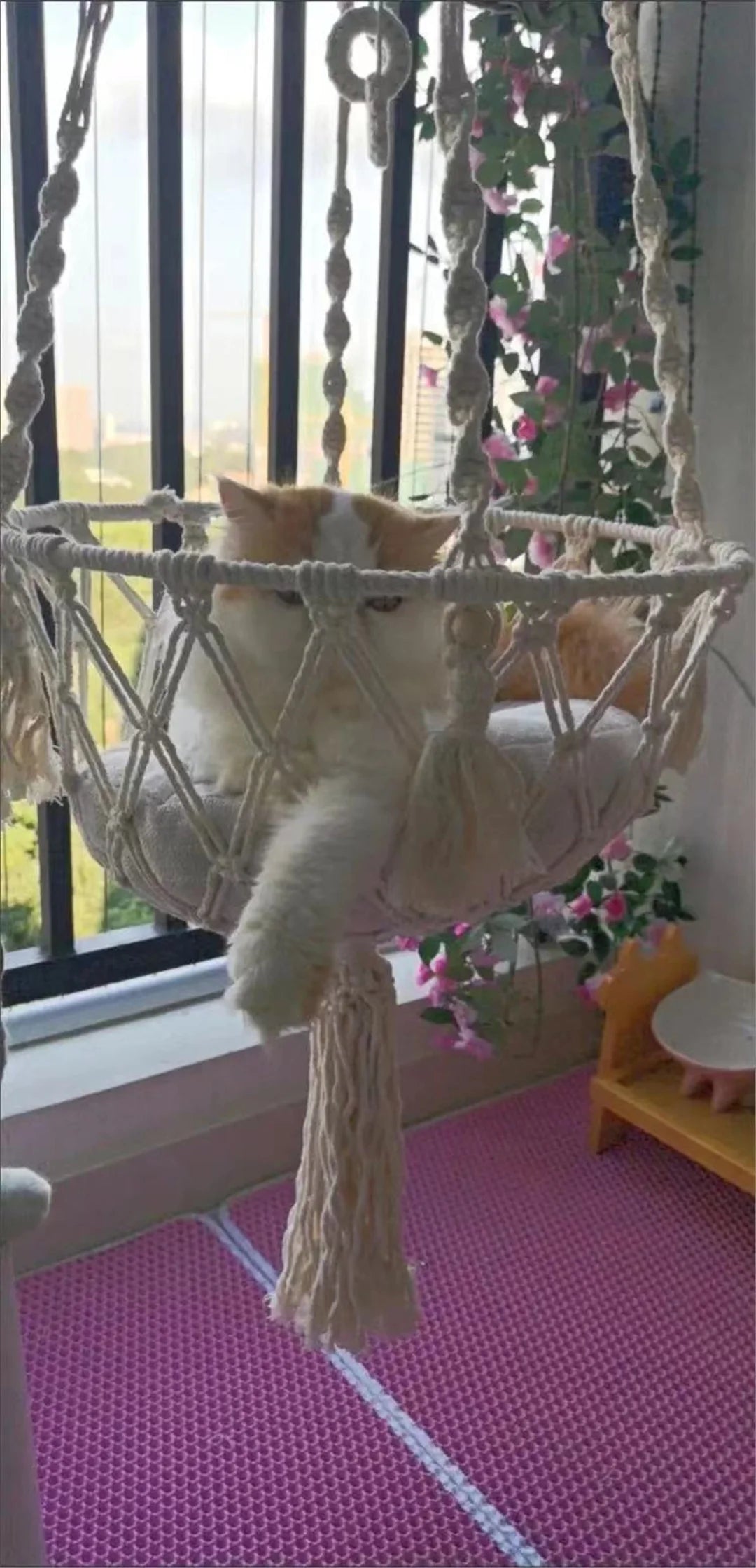 Hand-Woven Pet Hanging Hammock Cat Bed Swing Hanging Beds