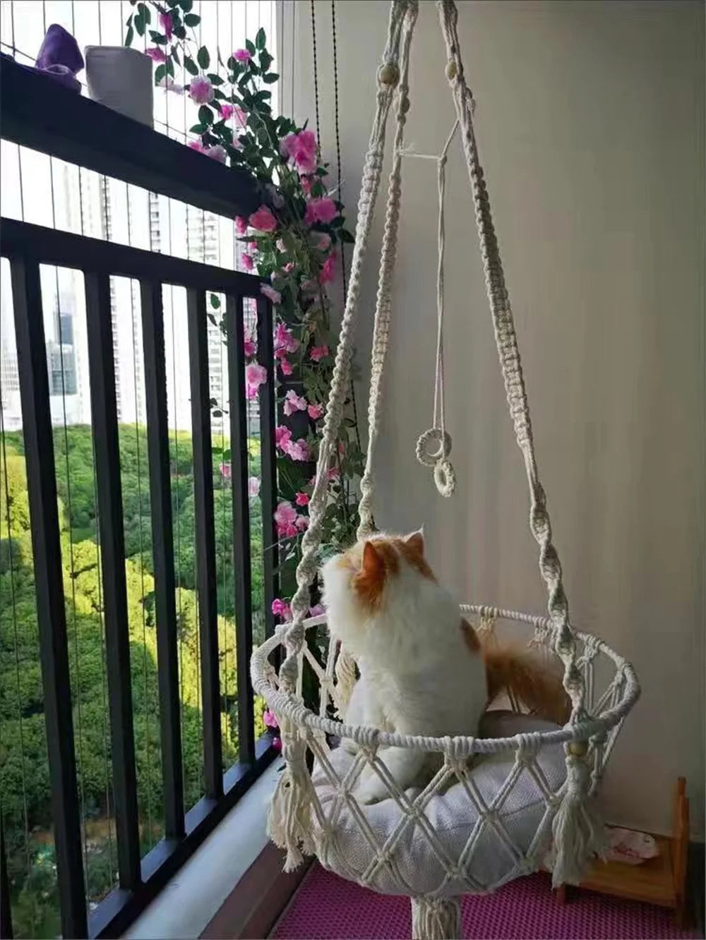 Hand-Woven Pet Hanging Hammock Cat Bed Swing Hanging Beds