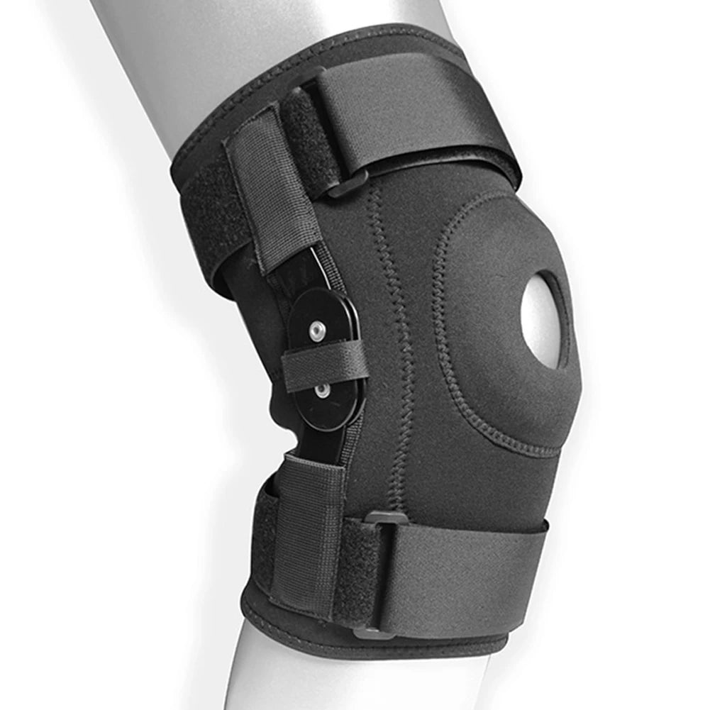 Rodillera con bisagras, soporte estabilizador de rótula lateral con correa, Alm