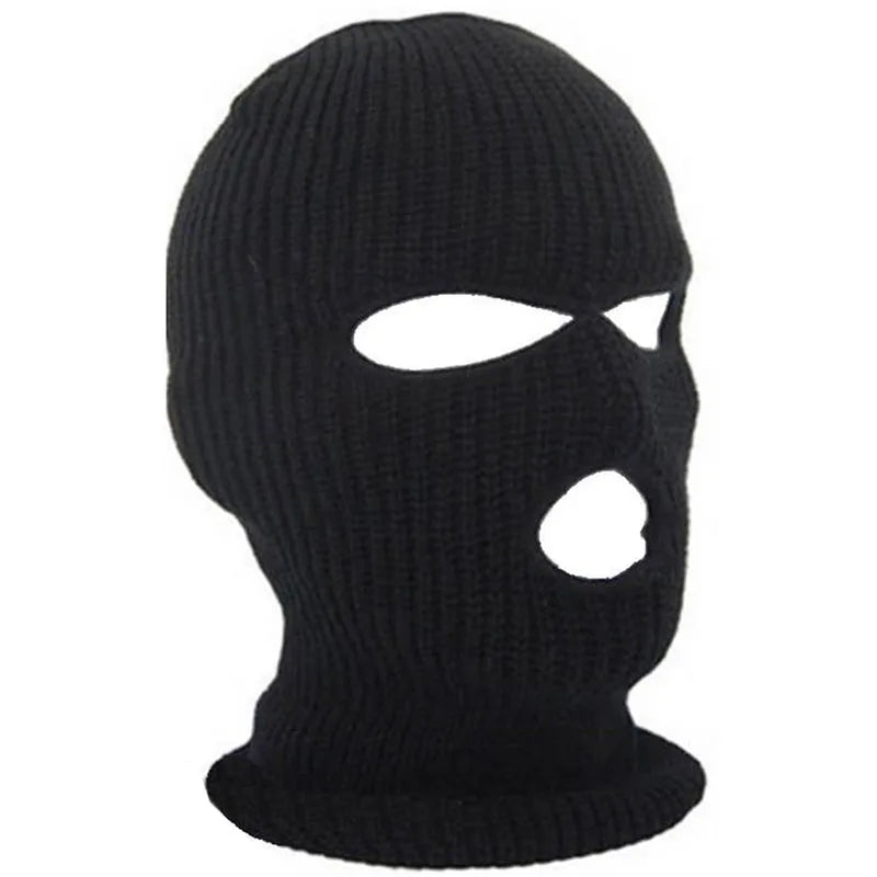 3 Holes Motorcycle Mask Black Balaclava Knitted Hat