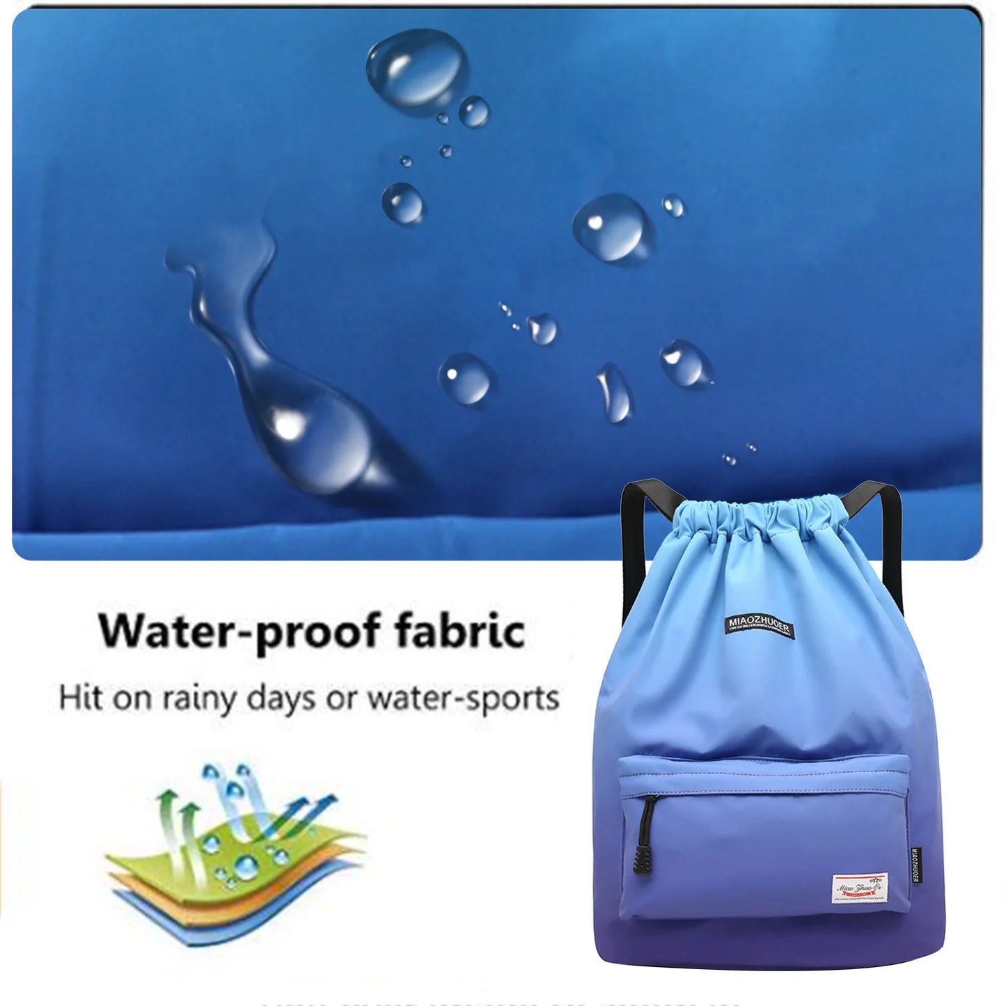 Mochila de deporte para gimnasio, bolsa deportiva impermeable con cordón perfecta para actividades en el exterior, accesorio ideal para entrenamiento, fitness y natación, para verano