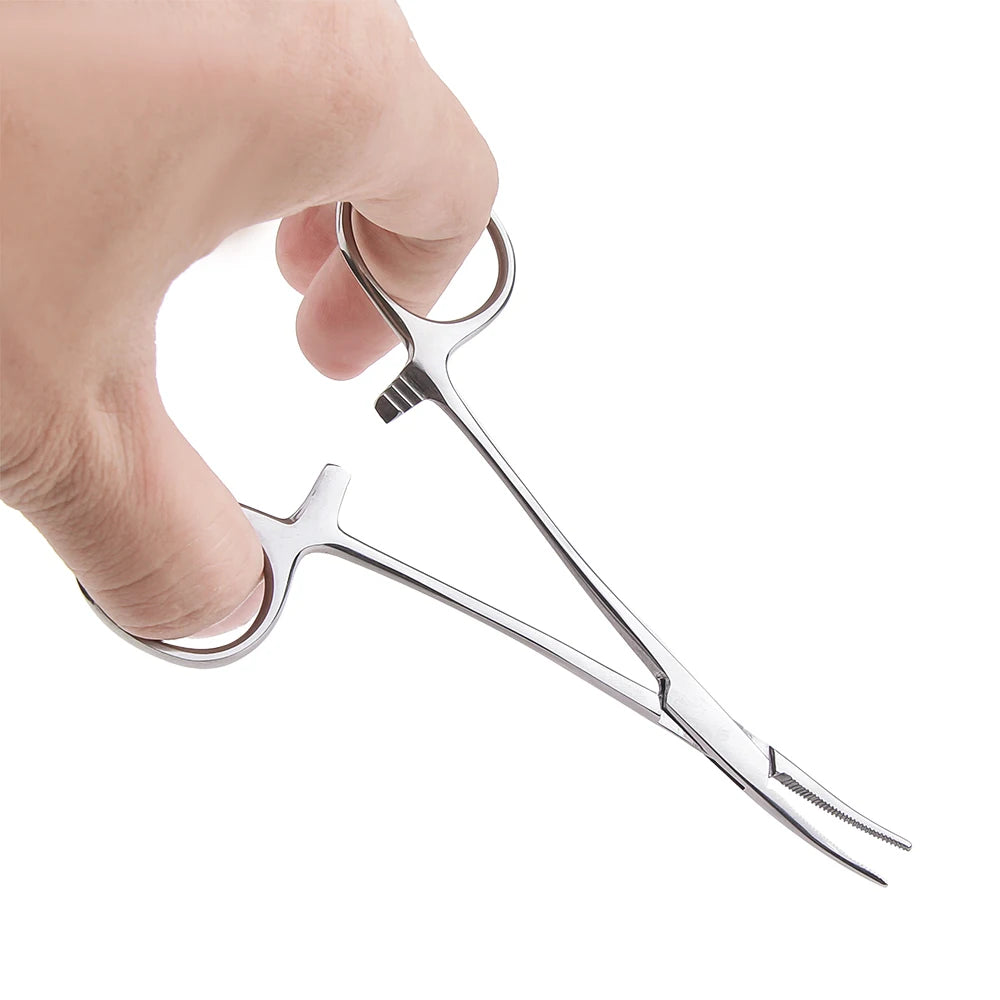 Pinza hemostática para cortar el pelo de mascotas, Alicates de bloqueo de pesca, herramientas de depilación, cortador de Punta curva/recta, 12,5, 16, 18cm