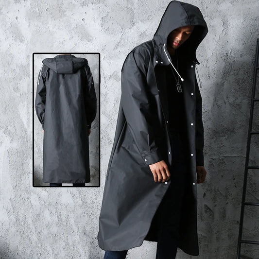 Adult Waterproof Long Raincoat Outdoor Hooded Rain Coat 