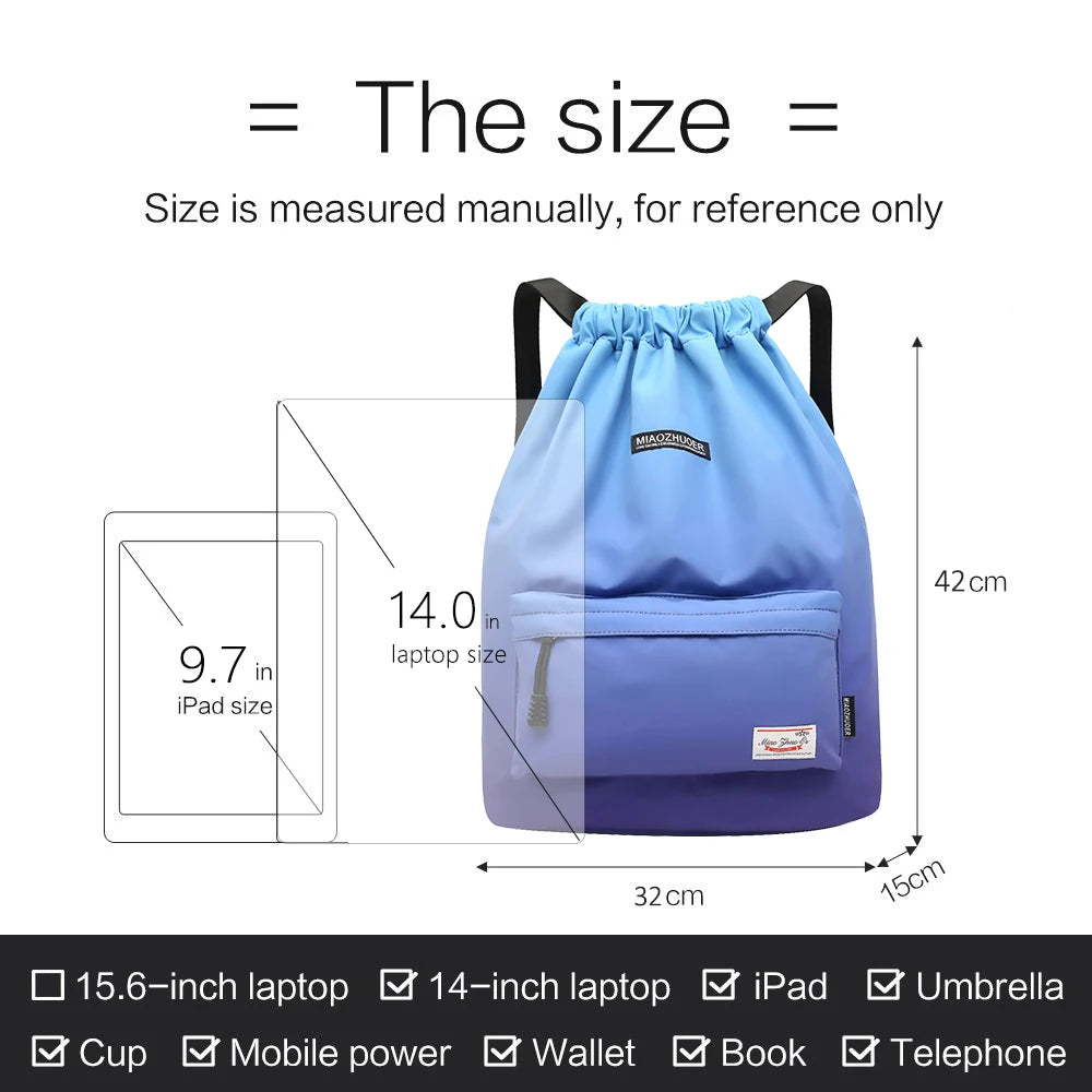 Mochila de deporte para gimnasio, bolsa deportiva impermeable con cordón perfecta para actividades en el exterior, accesorio ideal para entrenamiento, fitness y natación, para verano