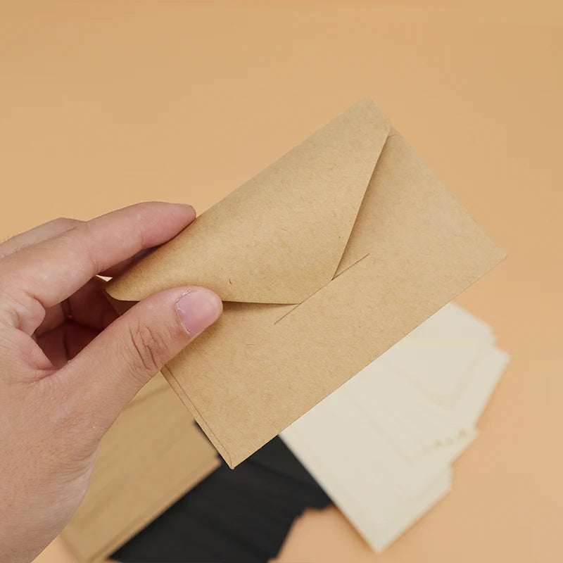 Mini sobres de papel Kraft clásicos en blanco y negro para ventana, sobres de i