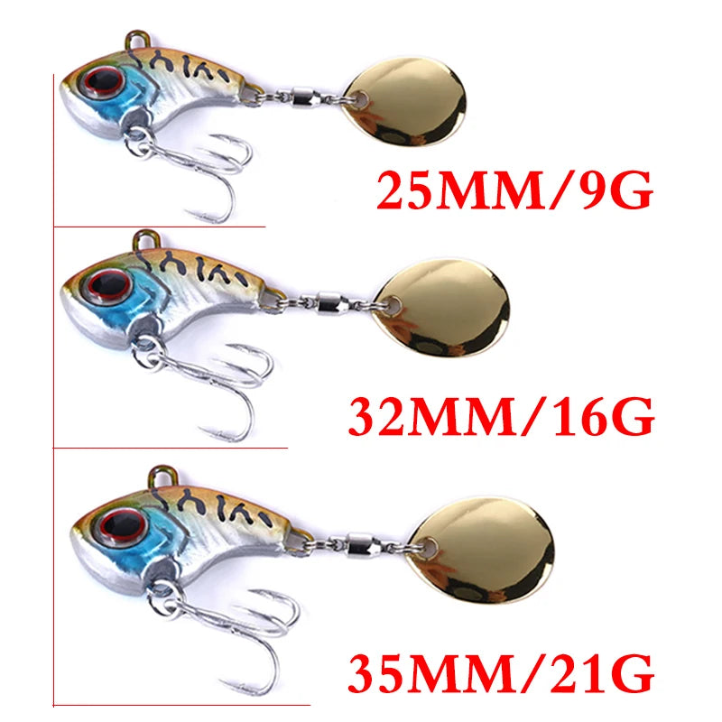 Metal Spinner Fishing Lures Pair Vibration Spinner Hooks Fishing Lures 