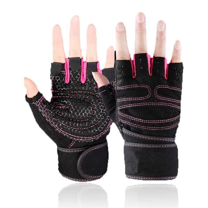 Guantes de medio dedo antideslizantes para hombre y mujer, manoplas transpirable