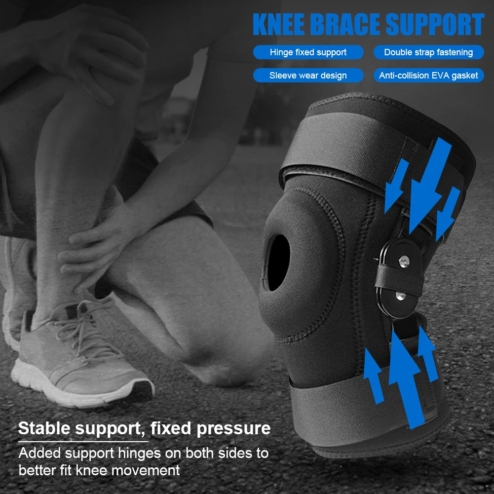 Hinged Knee Brace Lateral Patella Stabilizer Support with Strap, Alm 