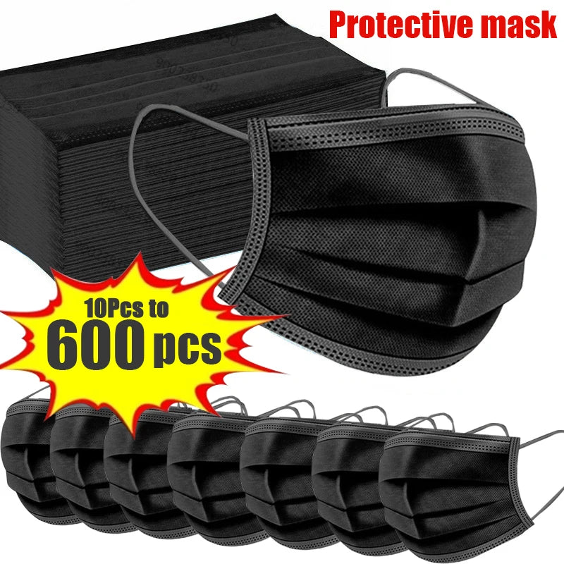 Certified Surgical Mask for Adults, Black, Pack of 10 