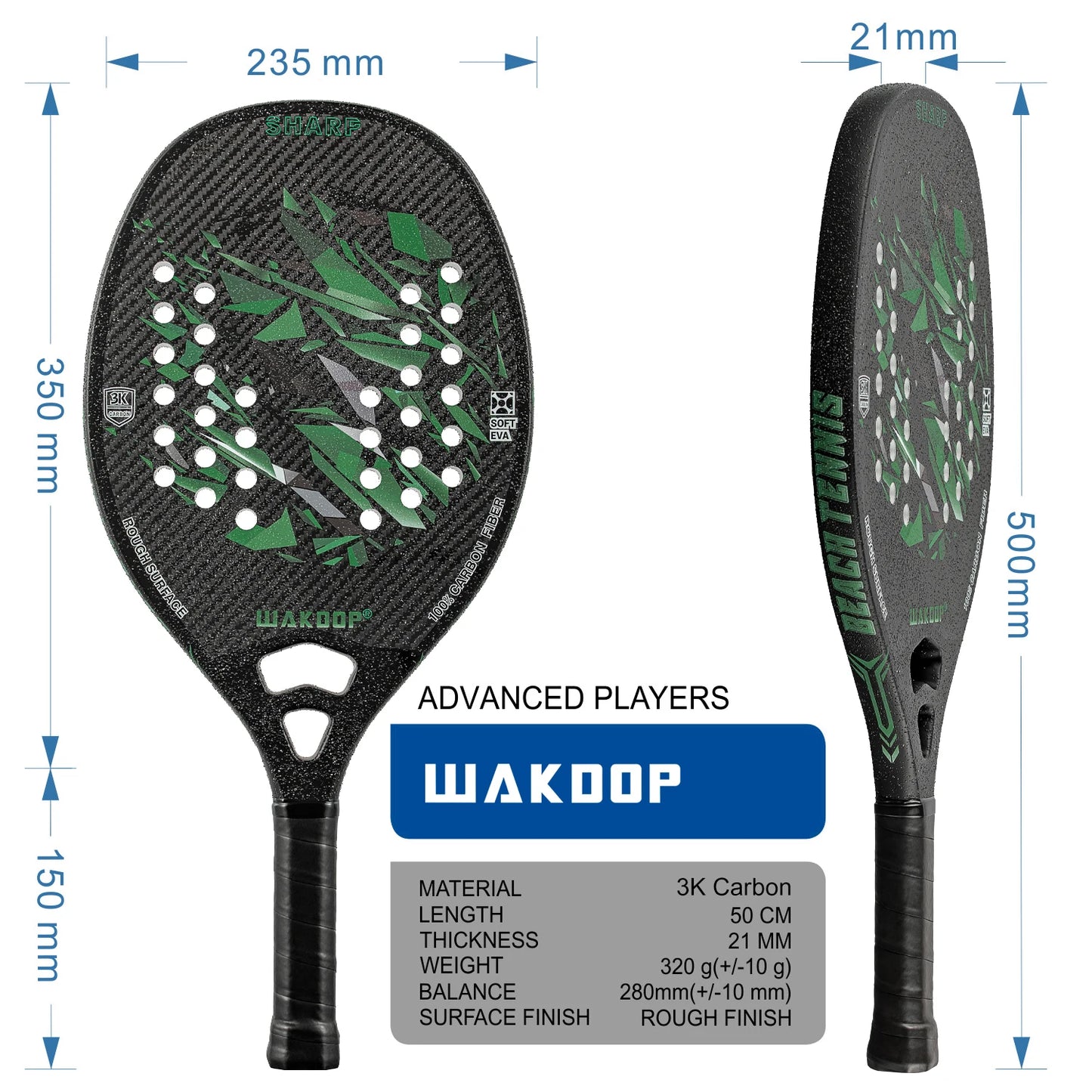 Professional Carbon Beach Tennis Racket Rough Face Tennis Racquet 