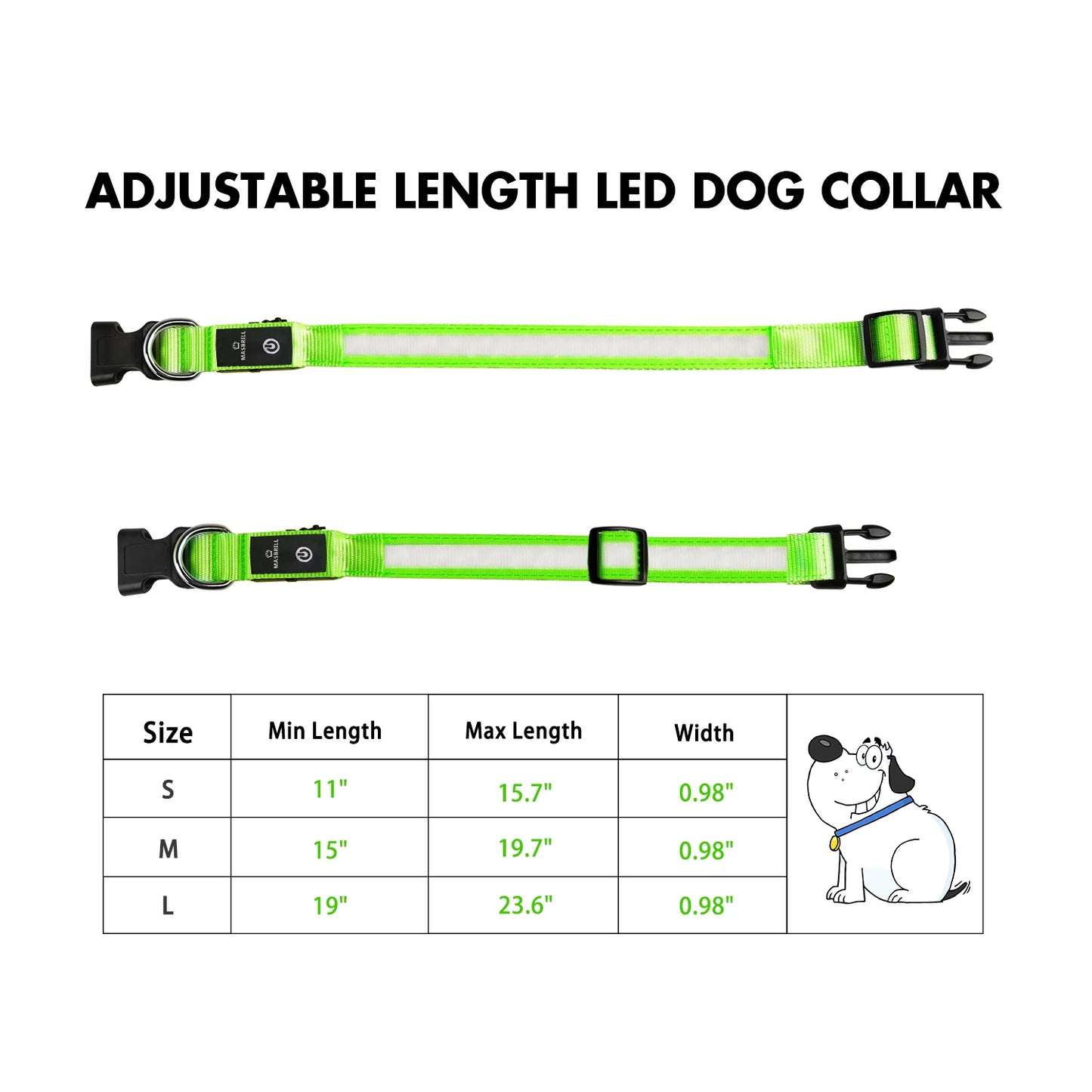 MASBRILL Dog Collar Adjustable Tactical Dogs Collars Pet Luminous Flashing Collar