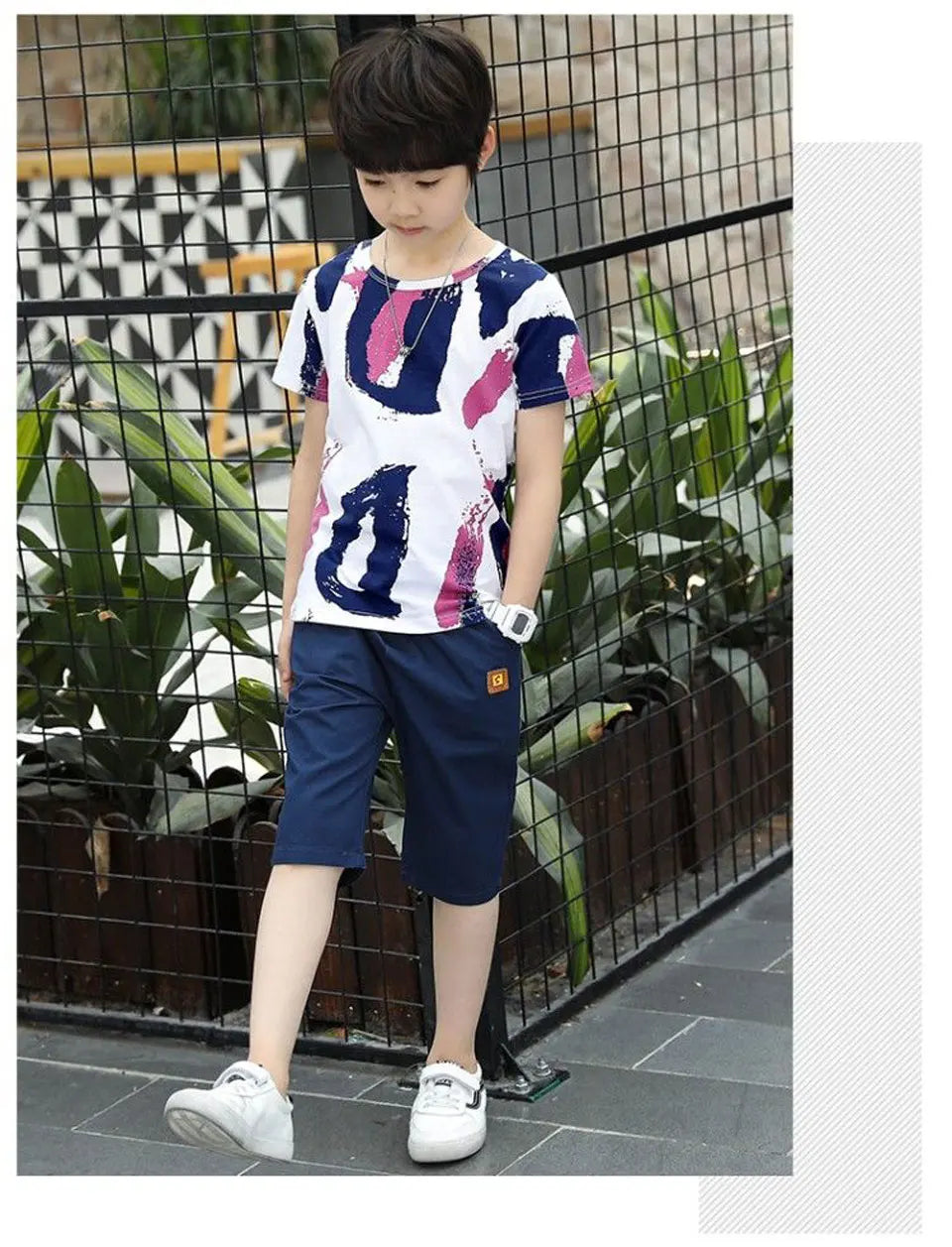 Boys Summer Clothing Set Short Sleeve Shirt and Shorts 