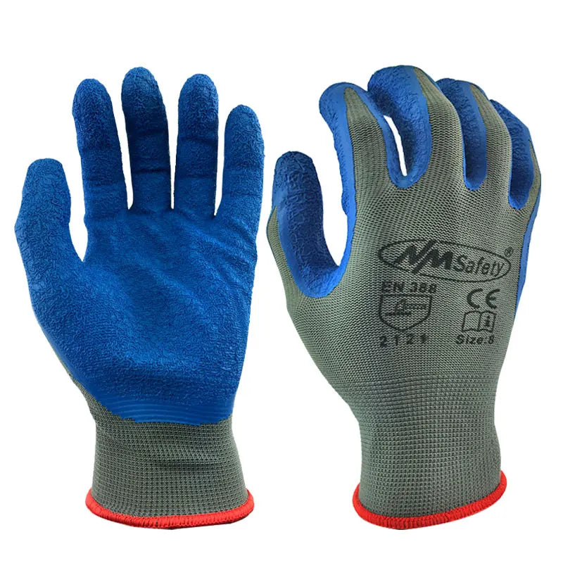 12 Pares de Guantes de látex para trabajo de seguridad para hombres o mujeres, guantes de poliéster