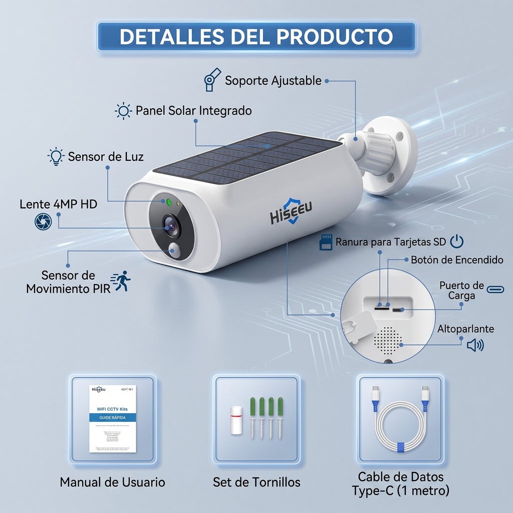 Kit de Cámaras de Vigilancia con Carga Solar