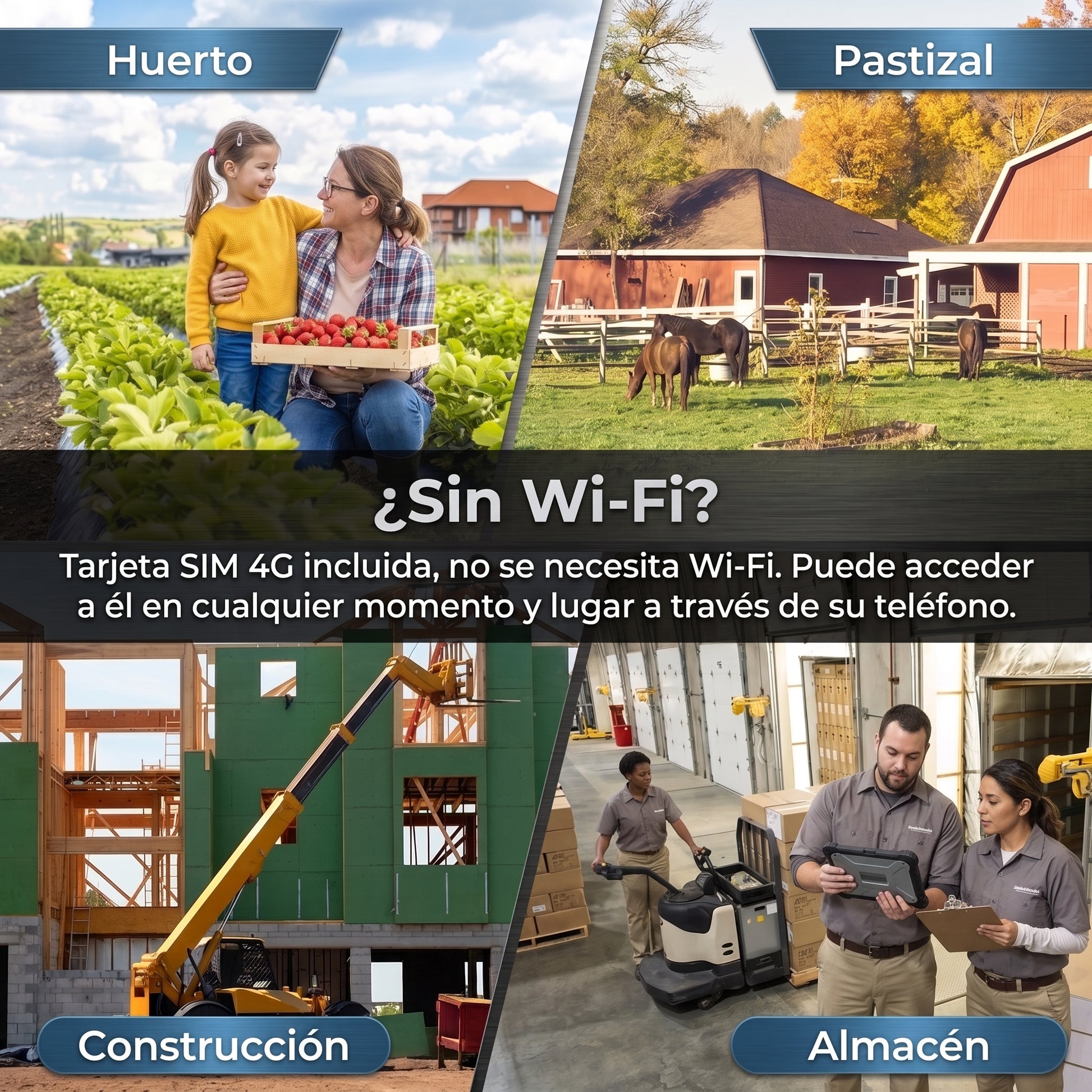 GENBOLT Cámara de Seguridad Solar 2K 3G/4G LTE con SIM | Sin WiFi, Grabación 24/7, IA, Visión Nocturna a Color, Batería 10400 mAh