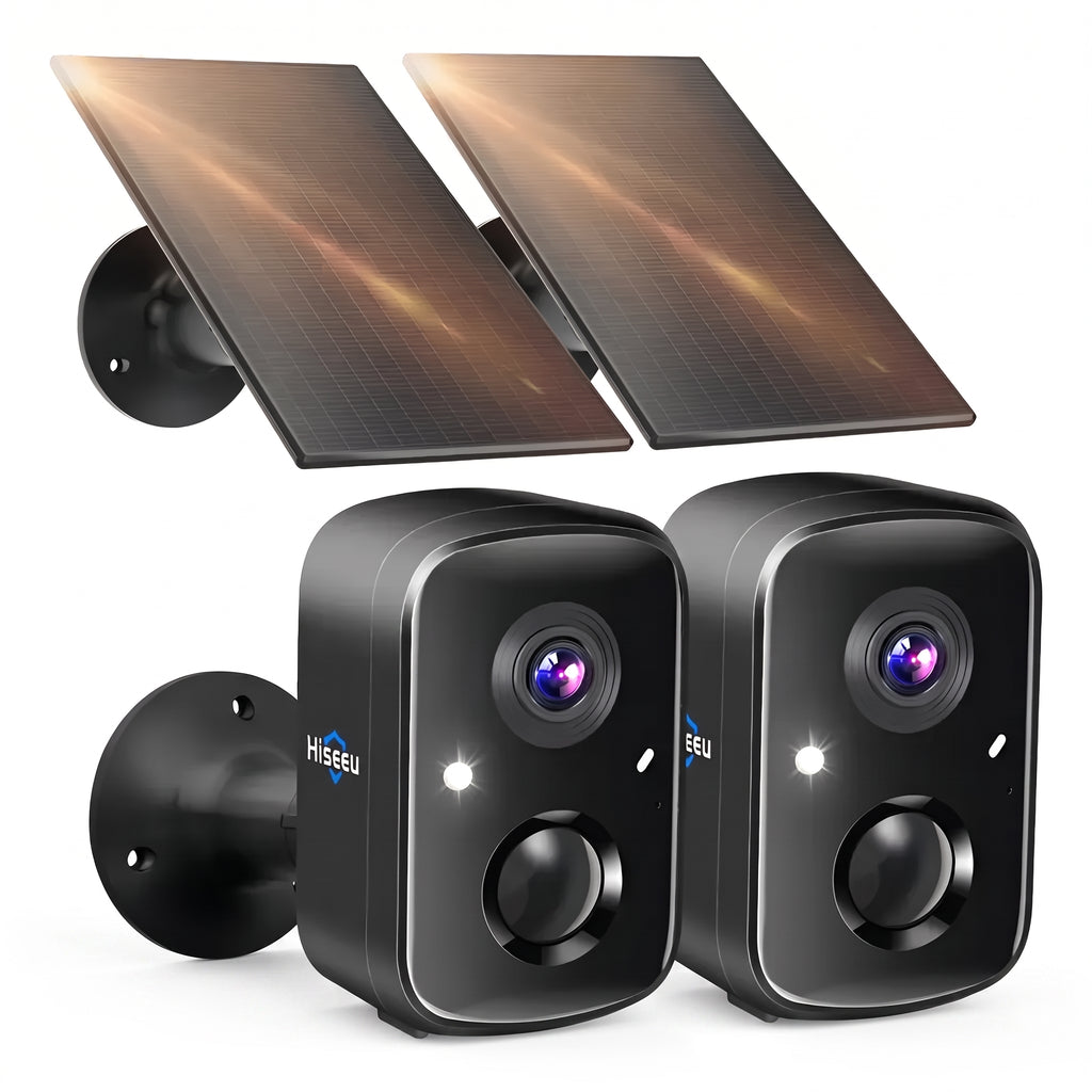 Kit de 2 Cámaras de Seguridad Solar WiFi 2.4G/5G 4MP para Exterior | Color Negro