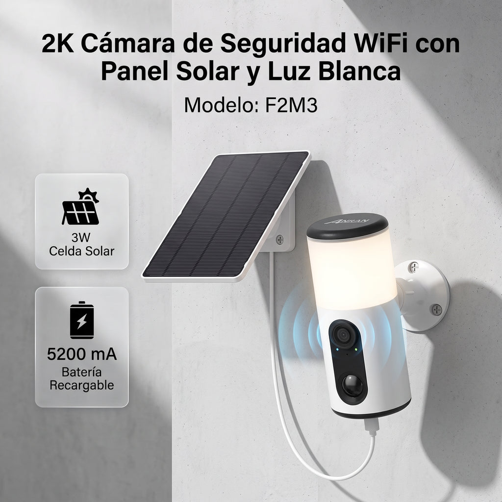ANRAN Cámara de Seguridad Solar WiFi 2.4G 3MP para Exterior | Visión Nocturna a Color, Audio Bidireccional y Alarma