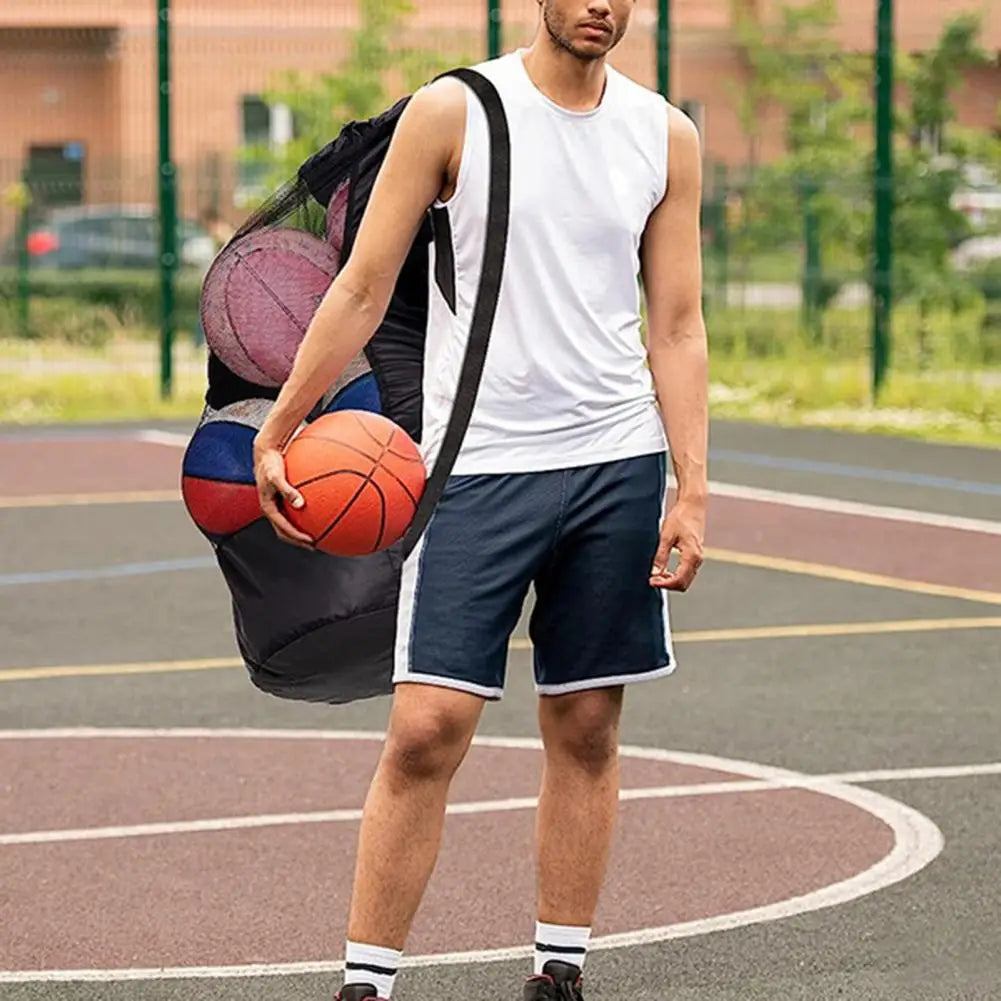 Bolsa de malla con cordón para pelota deportiva, mochila de baloncesto, fútbol, voleibol, bolsa de almacenamiento para equipo de natación