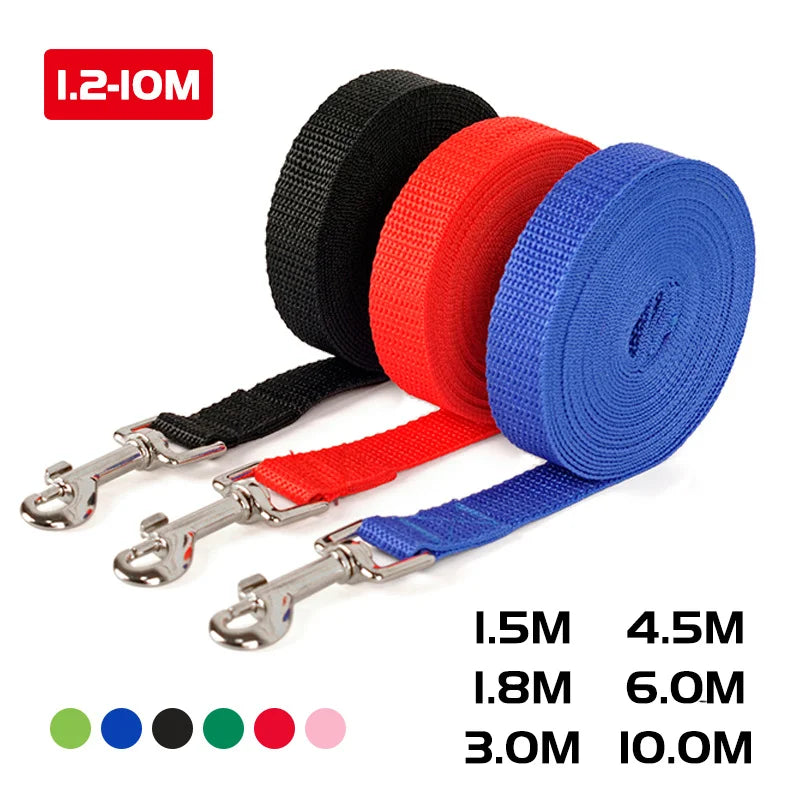 Correas de nailon para entrenamiento de perros pequeños y grandes, cuerda de tracción larga para caminar, artículo de plomo, 1,5 M, 1,8 M, 3M, 4,5 M, 6M, 10M