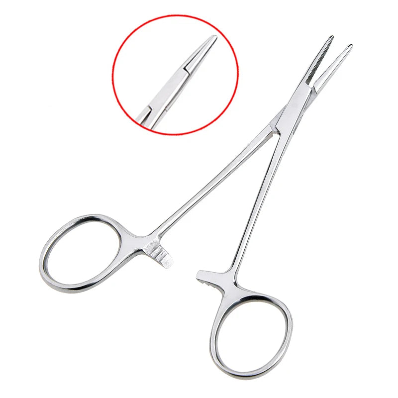 Pinza hemostática para cortar el pelo de mascotas, Alicates de bloqueo de pesca, herramientas de depilación, cortador de Punta curva/recta, 12,5, 16, 18cm