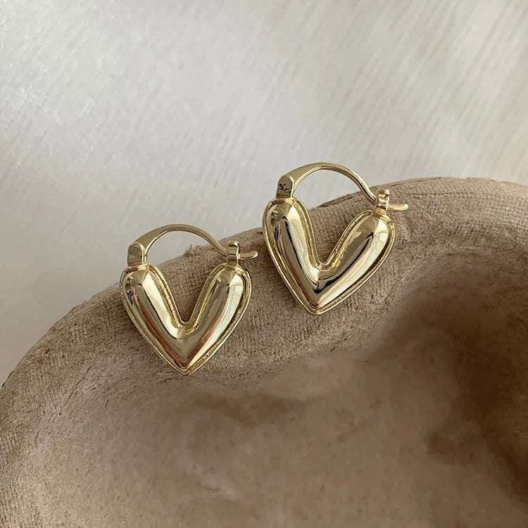 Pendientes de tuerca con forma de corazón para mujer, aretes colgantes de amor,