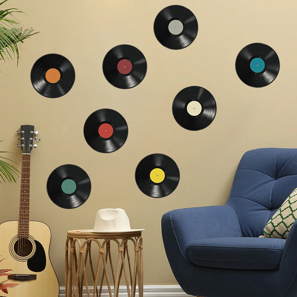 Pegatinas de pared de disco de vinilo, 8 piezas, calcomanía DIY, cinturón de transferencia, extraíble, 24,5x24,5 cm, Mural, sala de estar, dormitorio, decoración del hogar