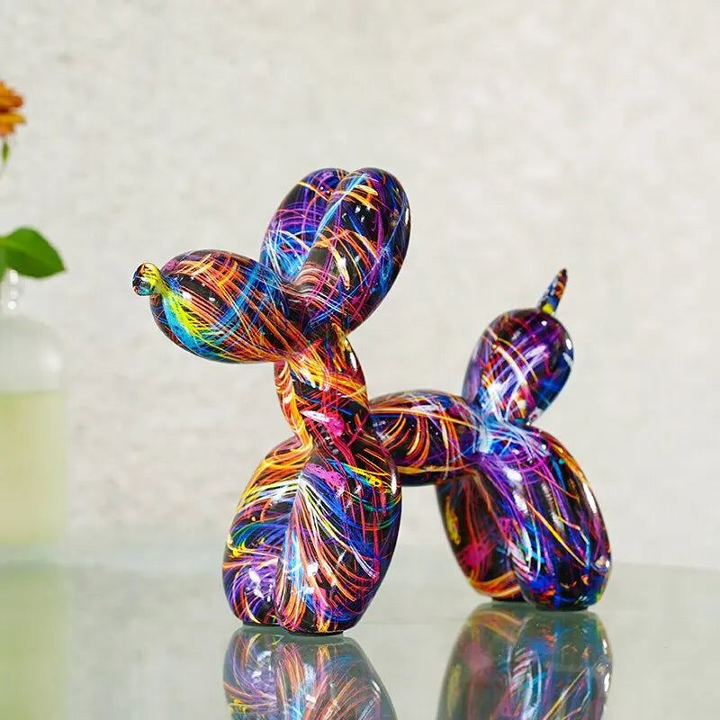 Resin Graffiti Balloon Dog Figurines Indoor Home Decoration 