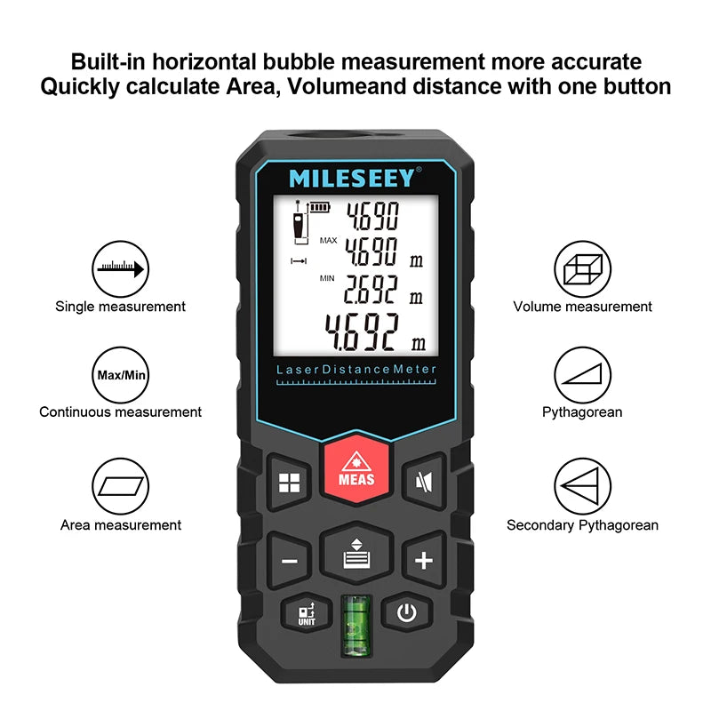 MILESEEY-medidor laser distancia ,Medidor de distancia láser X5 X6,metro digital láser, cinta métrica de alta precisión de 40M 60M 80M 100M, regla electrónica de medición múltiple, entrega en 3-10 días