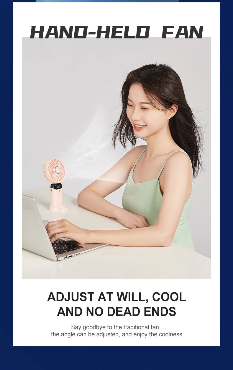 Mini USB Handheld Fan Portable Folding Neck Hanging Fan 