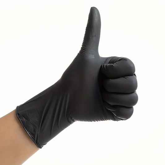 Guantes desechables de nitrilo para limpieza del hogar, guantes de nitrilo para limpieza de lavavajillas, salones de belleza, tatuajes, suministros de limpieza del hogar, color negro, 100 piezas