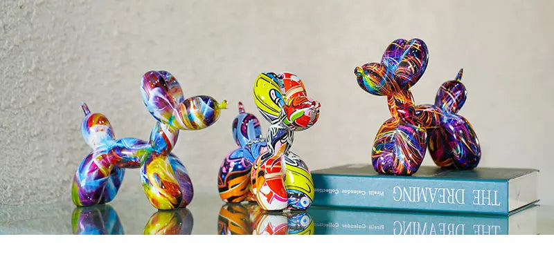 Resin Graffiti Balloon Dog Figurines Indoor Home Decoration 