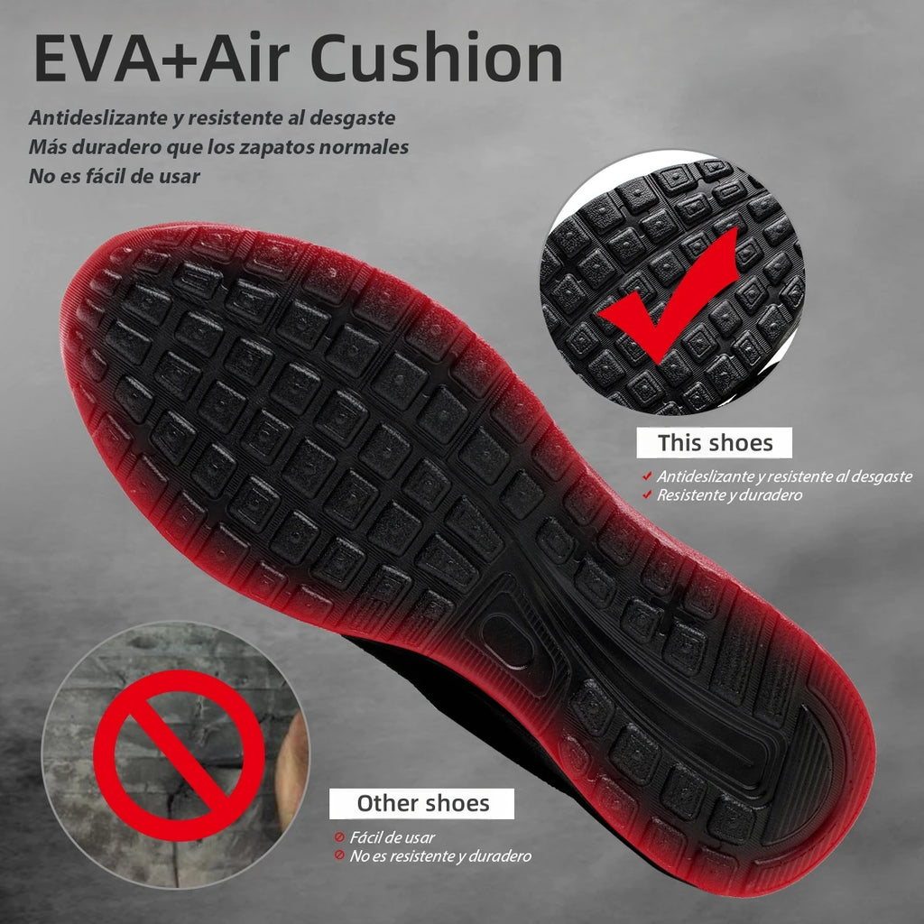 Zapatos de seguridad con amortiguación de aire para hombres y mujeres, zapatill
