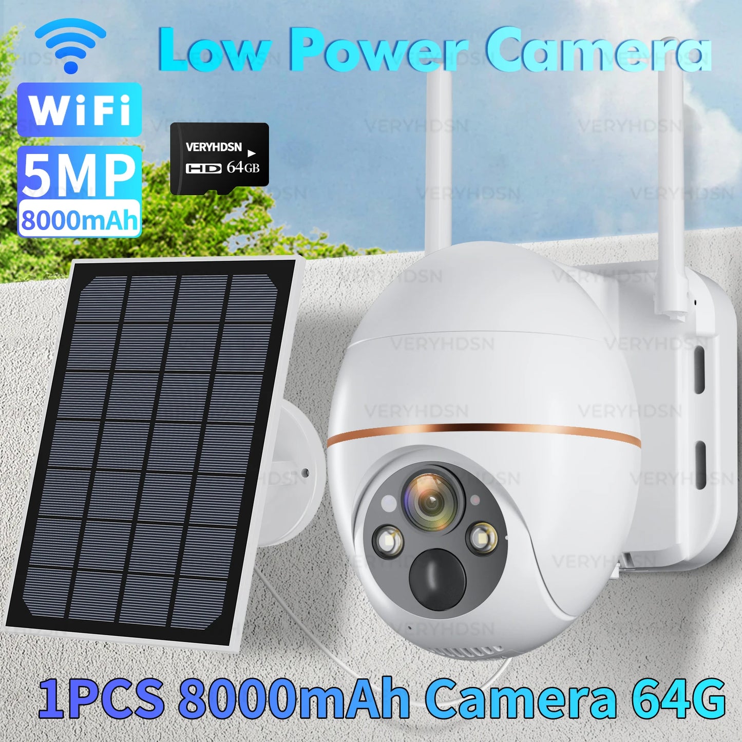 Cámara IP Solar de 5MP con WIFI, videocámara de vigilancia PTZ con batería de 8000mAh, inalámbrica, PIR, seguimiento de personas, CCTV para exteriores, HD, resistente al agua, Zoom 5X camara de vigilancia y ver por el