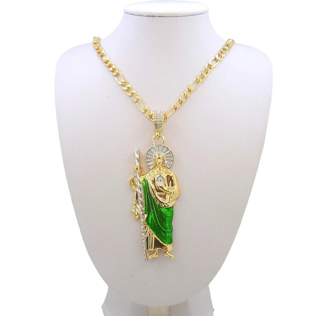 Collar de San Judas chapado en oro de 14 quilates, colgante de Saint Jude, caden